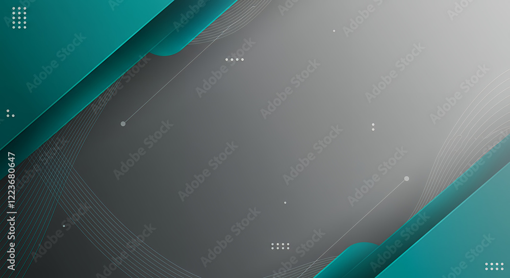 Poster abstract teal and gray geometric background with overlapping layers and subtle curves