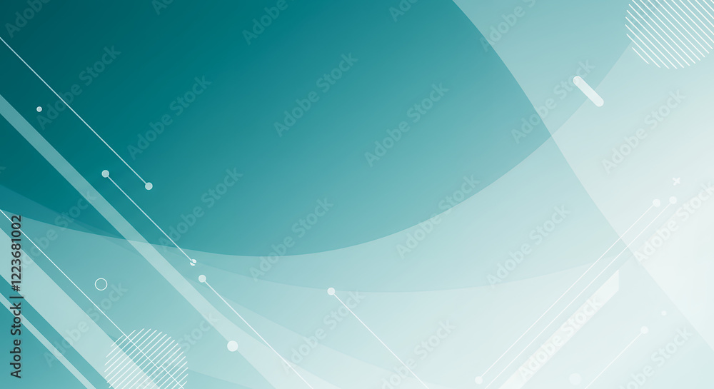 Poster abstract teal and white gradient background with geometric shapes