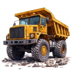 Fototapeta premium Dump Truck isolated on white background. Dump Truck icon. Heavy Machinery isolated on white. Construction Vehicle. Dump Truck Design Element. Dump Truck Isolated for Designers. Dump Truck isolated.