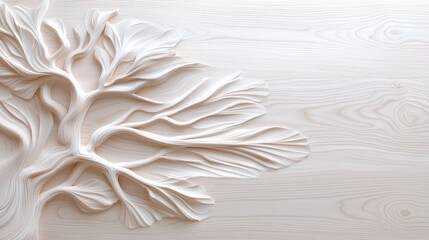 Abstract carved tree on light wood background, nature art, home decor