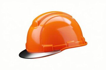 Fototapeta premium An orange hard hat with a silver brim, a safety device for construction workers.