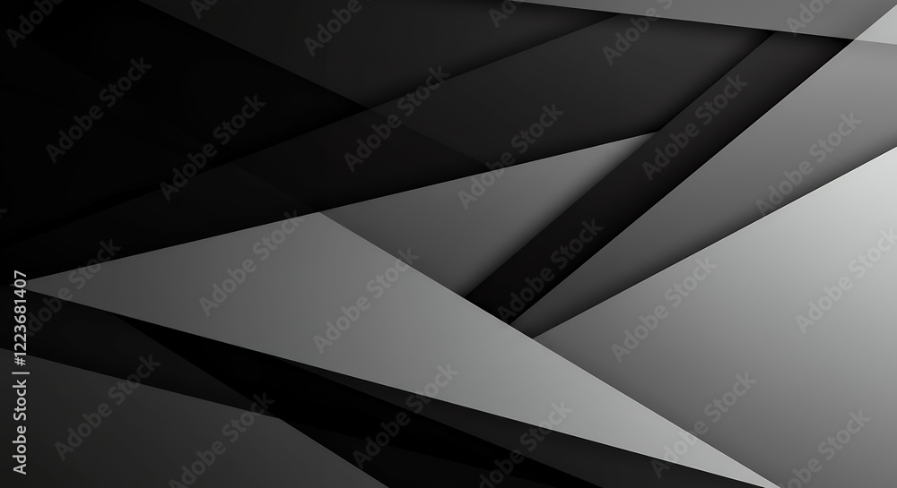 Poster abstract black and grey geometric background with overlapping triangles