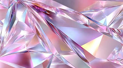 Obraz premium Shimmering polygonal shapes reflecting multicolor light on a deep matte surface.