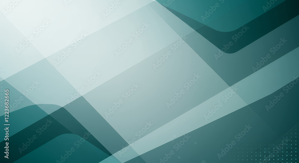 Poster abstract teal and white geometric background with overlapping shapes and subtle halftone texture