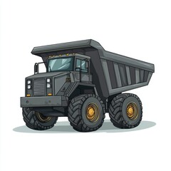 Obraz premium Dump Truck isolated on white background. Dump Truck icon. Heavy Machinery isolated on white. Construction Vehicle. Dump Truck Design Element. Dump Truck Isolated for Designers. Dump Truck isolated.