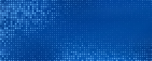 Abstract digital blue square particles background for business, finance, research, tech and science