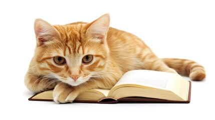 Cat with a book.National Book Lovers Day Concept