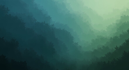 Fototapeta premium Enchanting Misty Forest, Lush Green Canopy, Dreamy Nature Scene