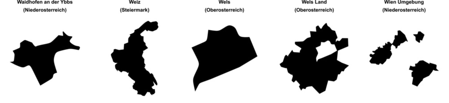 Waidhofen an der Ybbs, Weiz, Wels, Wels Land, Wien Umgebung outline maps