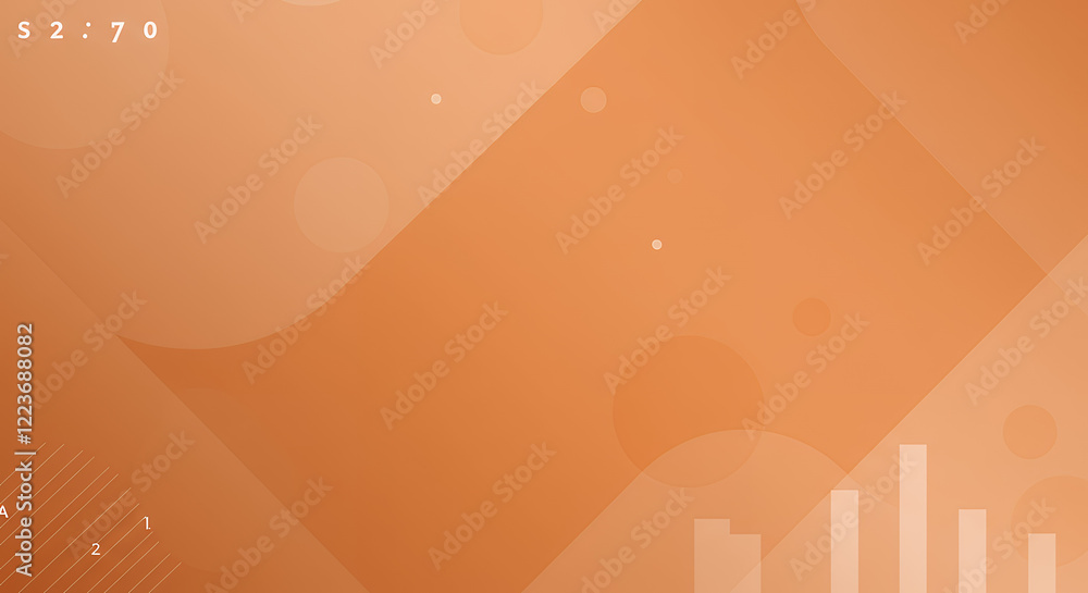 Poster abstract orange gradient background with geometric shapes and data visualization elements