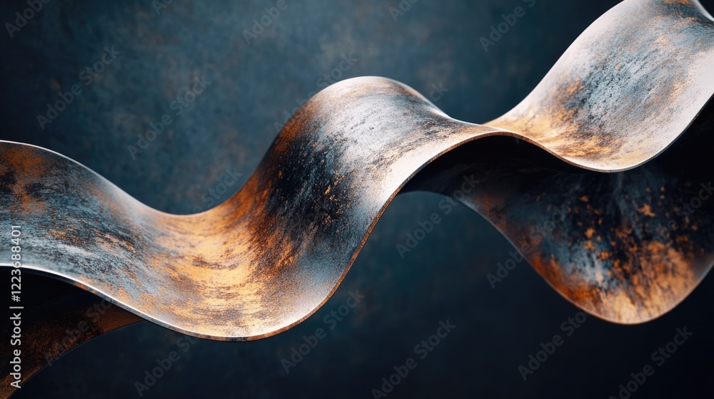 Aufkleber a metal object with a wave-like shape. the object is made of metal and has a shiny, metallic appeara