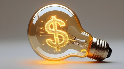 a light bulb glowing with a dollar sign