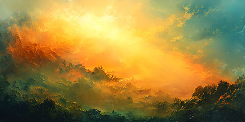 Sunrise with Golden Rays Spilling Over the Horizon