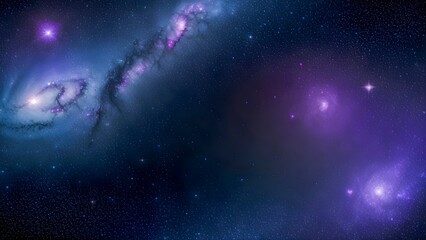 Majestic cosmic landscape featuring star clusters and distant galaxies illuminated by vibrant colors in a vast universe