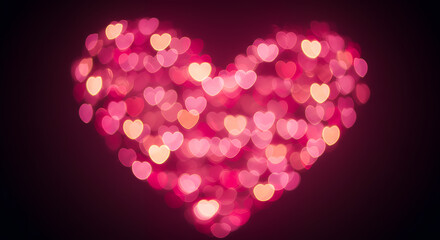 Romantic Heart-Shaped Bokeh Lights Background for Valentine's Day