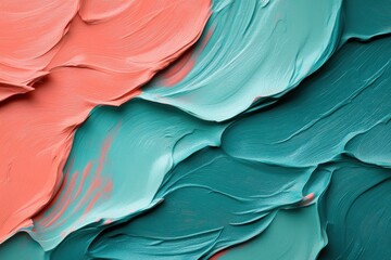 Vibrant teal and coral acrylic texture for artistic digital content