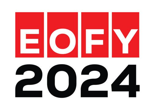 EOFY 2024 end of 2024 financial year symbol. Concept words EOFY end of financial year on wooden blocks on beautiful white background. Businessman hand. Business and EOFY end of financial year concept.