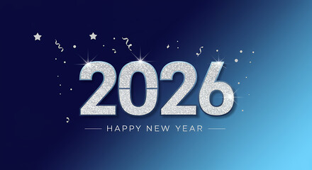 Sparkling Silver 2026 Happy New Year Design
