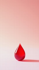 Fototapeta premium Single blood drop on smooth white surface with soft red illumination