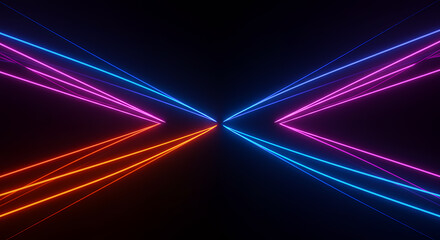 Neon Lines, Abstract Background, Bright Glowing Stripes, Colorful Laser Beams, Futuristic Design