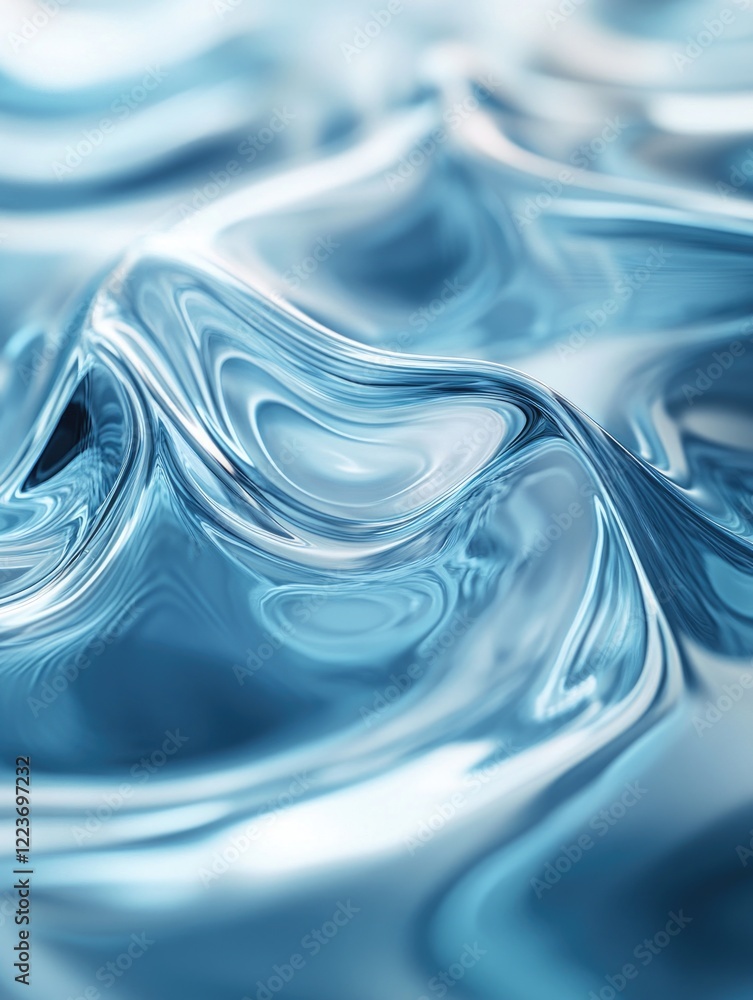 Aufkleber the image is a reflection of a blue wave in a body of water. the water appears to be calm and still,