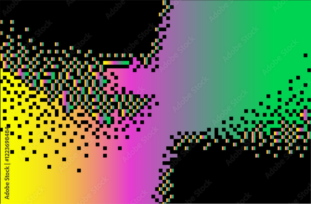 Aufkleber abstract irregular glitched texture of a holographic pixel arrangement on a dark background. technol