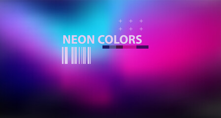 Neon blurred glow similar to disco club illumination. Defocused blue pink green ultraviolet soft textured glow on dark abstract background of empty space.