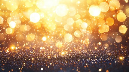 Luxurious golden bokeh on dark sapphire blue background