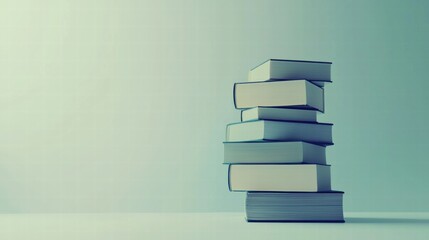 Fototapeta premium Layered paper cutout stack of books on soft gradient background