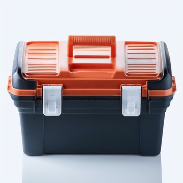 Caja de pl&aacute;stico duro para guardar herramientas de trabajo, caja de  juegos de llaves en un fondo aislado