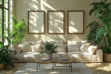 Modern living room backdrop for Zoom - Stock