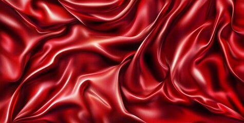 Luxurious Red Silk Fabric Background - Smooth, Shiny, and Elegant Drapery Texture for Romantic, Fashion, and Premium Design Projects