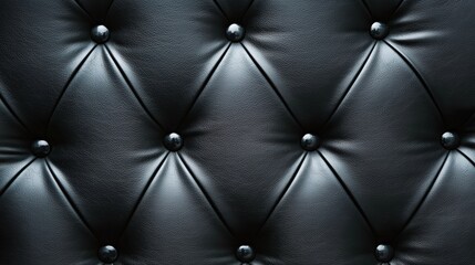 Fototapeta premium Elegant closeup of tufted black leather with diamond patterns