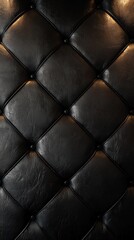Obraz premium Minimalist black leather with tufted diamond patterns and depth