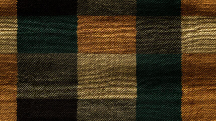 A seamless woven wool texture featuring a classic checkerboard pattern in muted green and brown tones. This ultra HD design highlights the natural fibers and intricate weaving, making it perfect for t