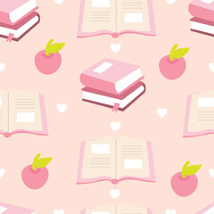 Hand drawn cute book seamless pattern. Back to school. Suitable for use for wallpaper, backdrop, wrapping paper, fabrics, textile, packaging, etc