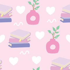 Hand drawn cute book seamless pattern. Back to school. Suitable for use for wallpaper, backdrop, wrapping paper, fabrics, textile, packaging, etc