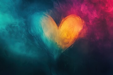  heartshaped image in teal fuchsia yellow