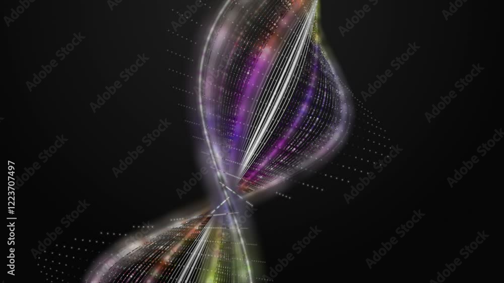 Poster fantastic video animation with color changing stripe object in slow motion, 4096x2304 loop 4k