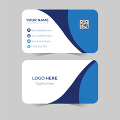 Business Card Design, Professional Minimalist Business Card Template, dark blue and sky blue concept modern business card template.