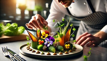 Chef Preparing Plant-Based Gourmet Dish