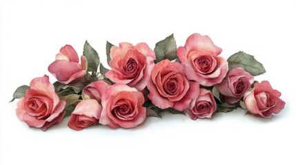 Fototapeta premium Delicate Pink Roses Bouquet Watercolor Painting