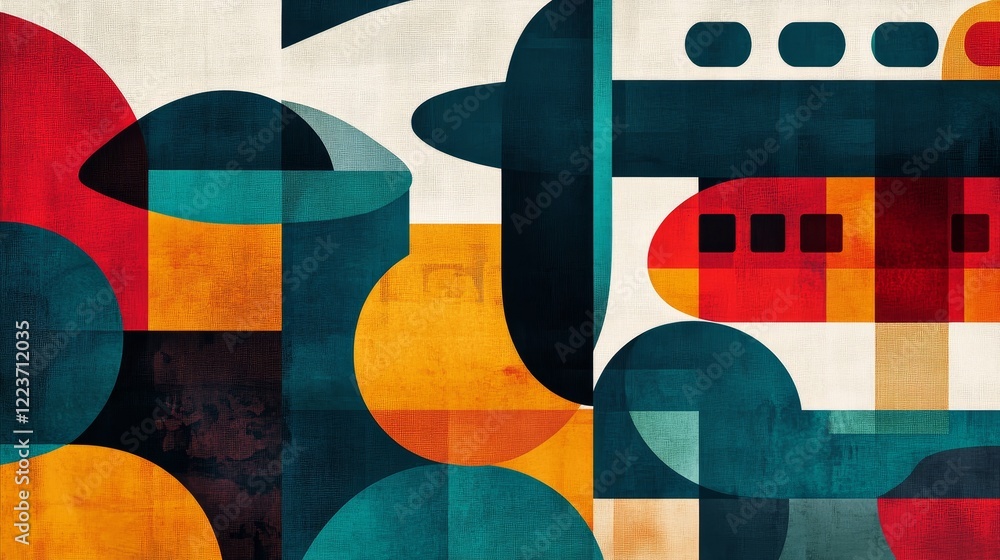 Poster this modern abstract image features a unique blend of geometric shapes and textures, offering a cont
