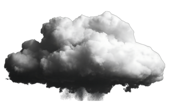 Gray rain cloud on isolated background. Fluffy dark thunderstorm cloud png for copy paste. Generated with AI..