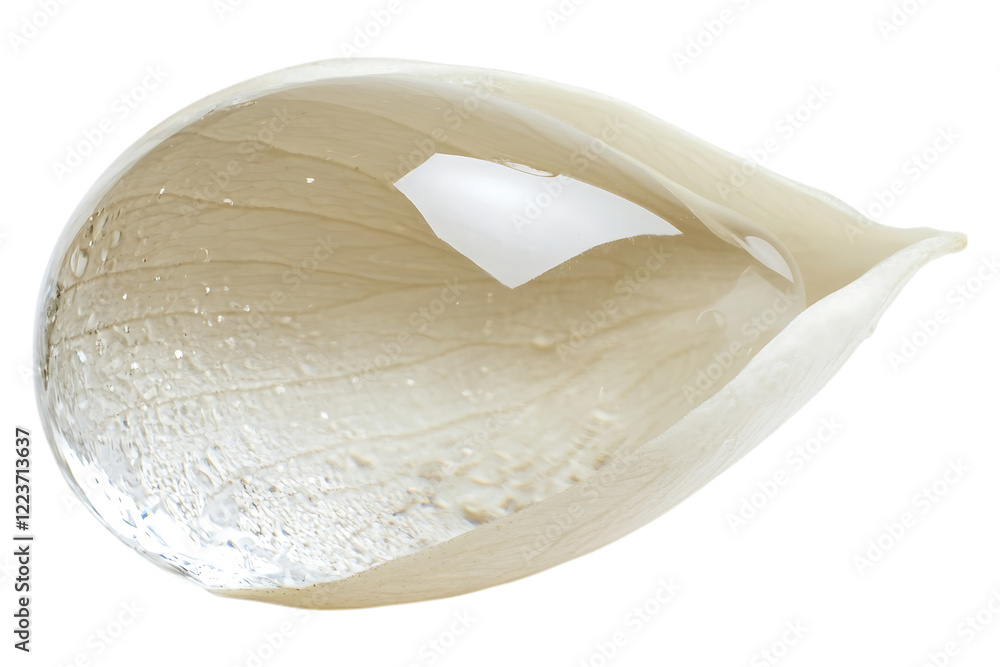 Poster crystal clear drop of water in white petal png. drop and petal on an isolated background. generated 