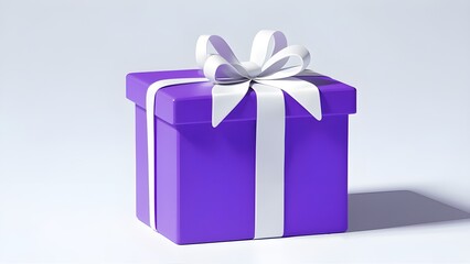 Obraz premium Purple gift box with white ribbon isolated on white background.color,white,box
