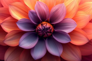 Fototapeta premium A close-up macro of pink and purple dahlia petals on a floral abstract background, with a soft focus
