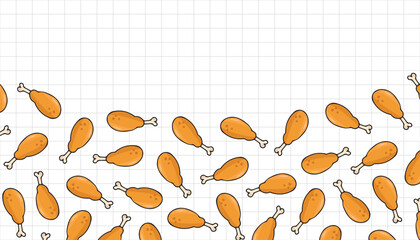 a frame with fried chicken legs. a template for chicken advertising. A pattern for packaging fried chicken. Frame. an empty space for the label. the ornament. chicken legs.