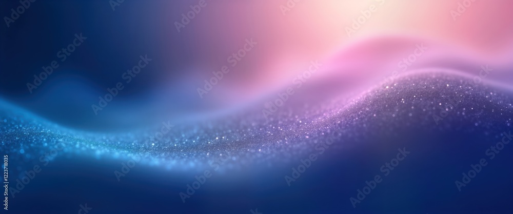 Poster Abstract design with blue, purple gradient blur. Soft light, glitter textures create 3D effect. Modern, stylish background. Suitable for business presentations, website headers, graphic design