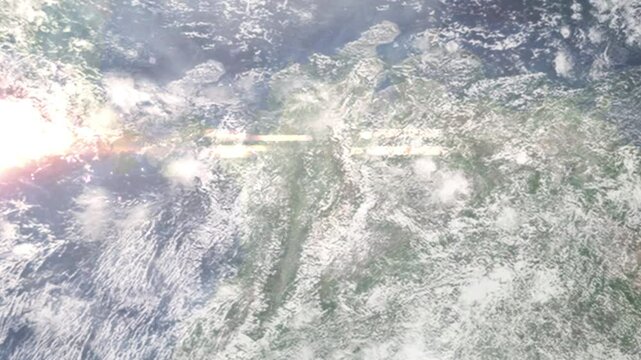 Zooming in on Barrancabermeja, Colombia frome space - Perfect for Travel Intros and Backgrounds. Realistic 3D Animation.